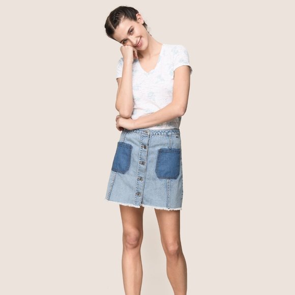 Armani Exchange Dresses & Skirts - Armani Exchange A|X Contrast Pocket Button Front Denim Mini Skirt